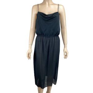 Norman Berg Denise Fashions Vintage Black Midi Dress Size 9/10 Elastic Waist Cow